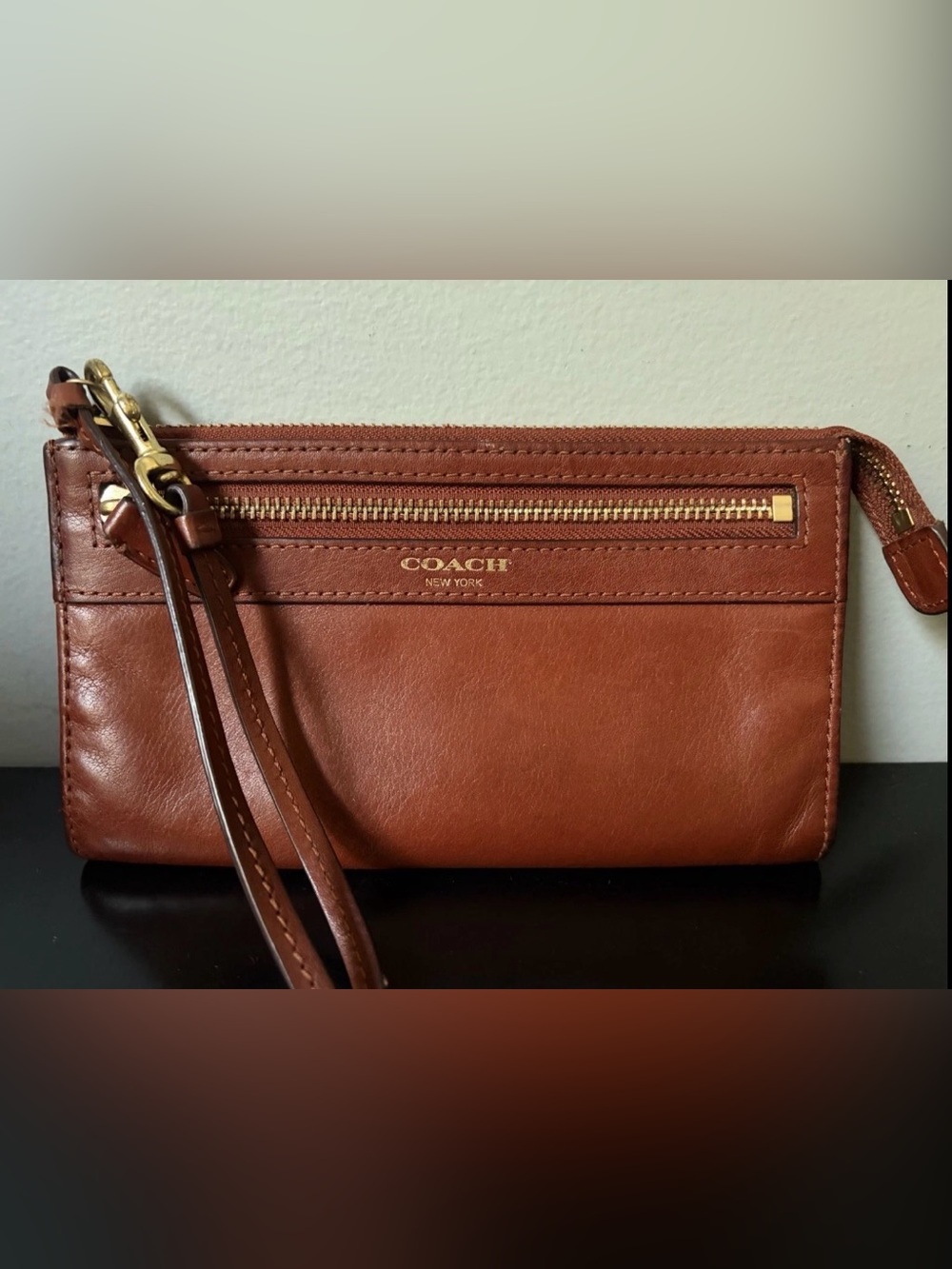 COACH Cognac Leather Legacy Rory North South Shoulder Bag/ Brass/ Match Wristlet - Picture 15 of 16